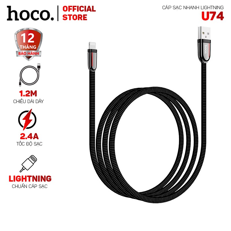 Cáp sạc nhanh Hoco U74 Lightning dài 1.2m-Dành cho thiết bị của Apple