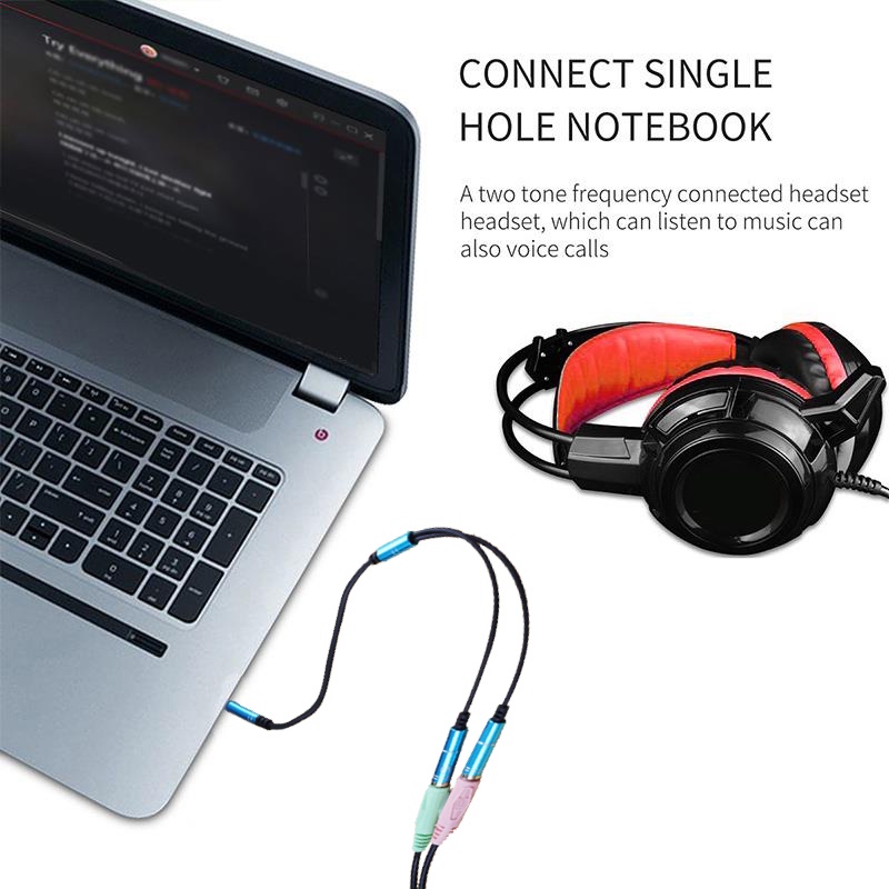 Cáp Chia Âm Thanh 2 Trong 1 Giắc Cắm 3.5mm Sang 2 Ổ Cắm AUX Chuyên Dụng Cho PC