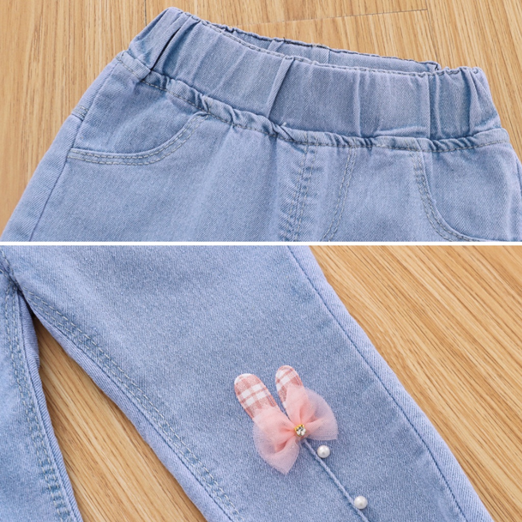 Quần jean form rộng phong cách Hàn Quốc đáng yêu dành cho bé gái 1-6 tuổi