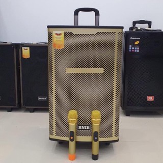 Loa karaoke di động, loa kẹo kéo karaoke bas 4 tấc, 2 micro kim loại UHF chống hú, hát karaoke hay