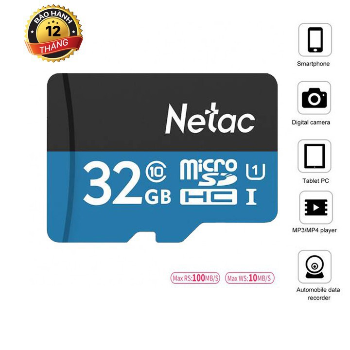 Thẻ nhớ Netac 32Gb Class 10 các loại sử dụng cho camera, điện thoại, máy tính bảng, tai nghe, loa bluetooth | WebRaoVat - webraovat.net.vn