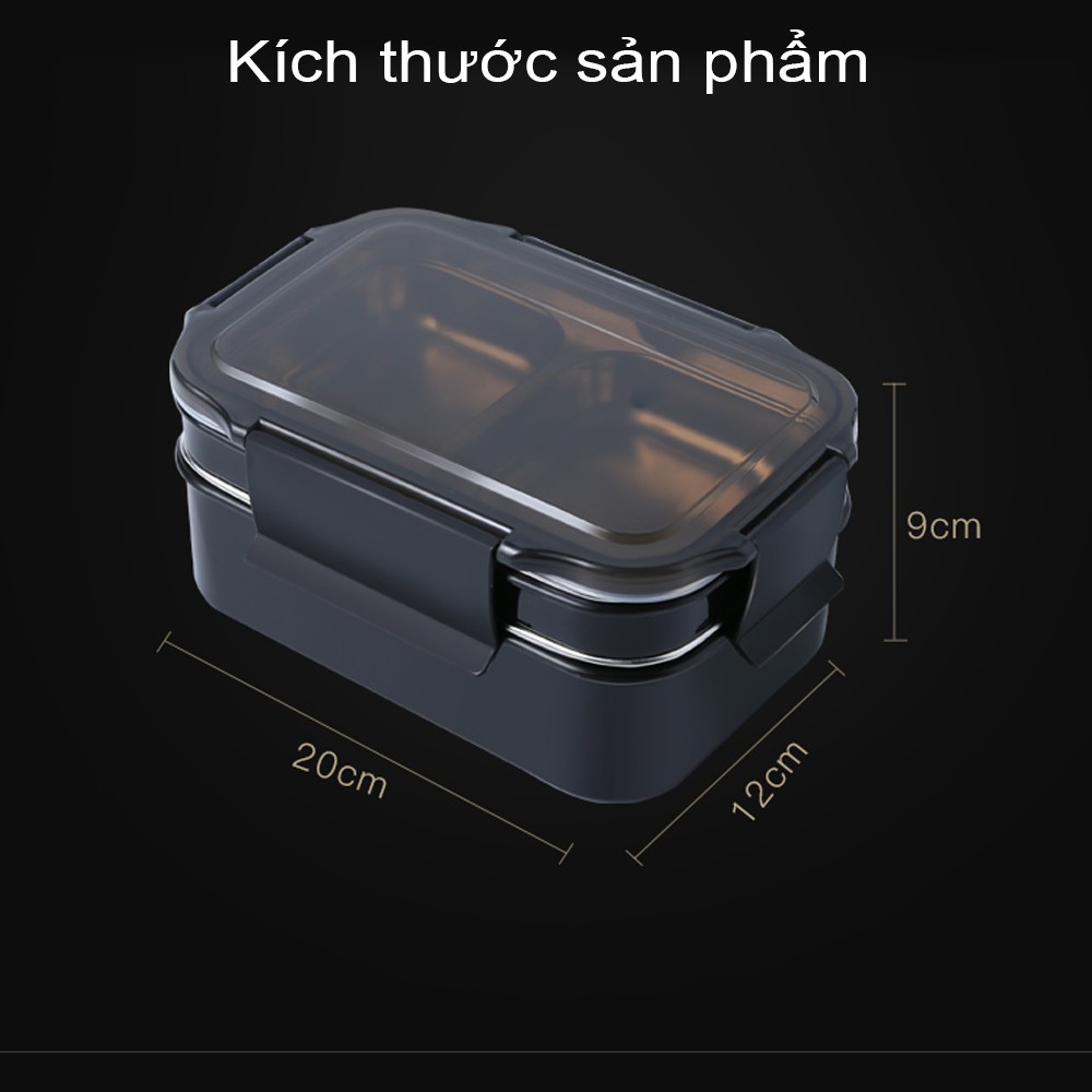 [BÁN CHẠY] Bộ Combo Hộp Cơm Giữ Nhiệt Văn Phòng Cách Nhiệt 2 Tầng Lõi Inox SUS304 Kèm Phụ Kiện HC04