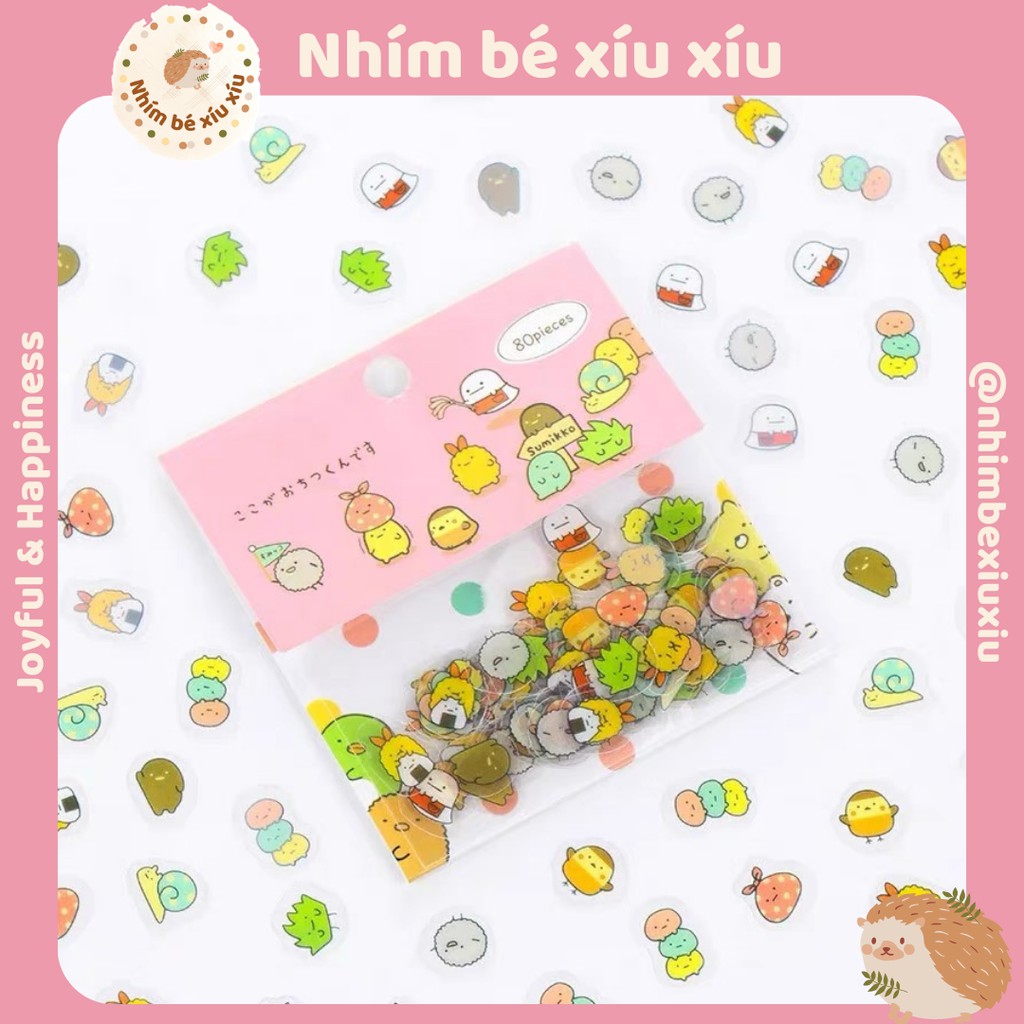 Túi 80 miếng sticker Rilakkuma hình dán trang trí album sổ tay nhật kí VT79