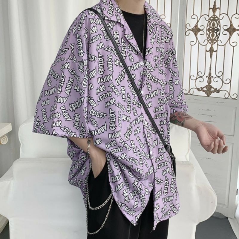 Áo Sơ Mi Tay Ngắn Unisex Cổ Bẻ Phông Cách Hàn Quốc Freesize