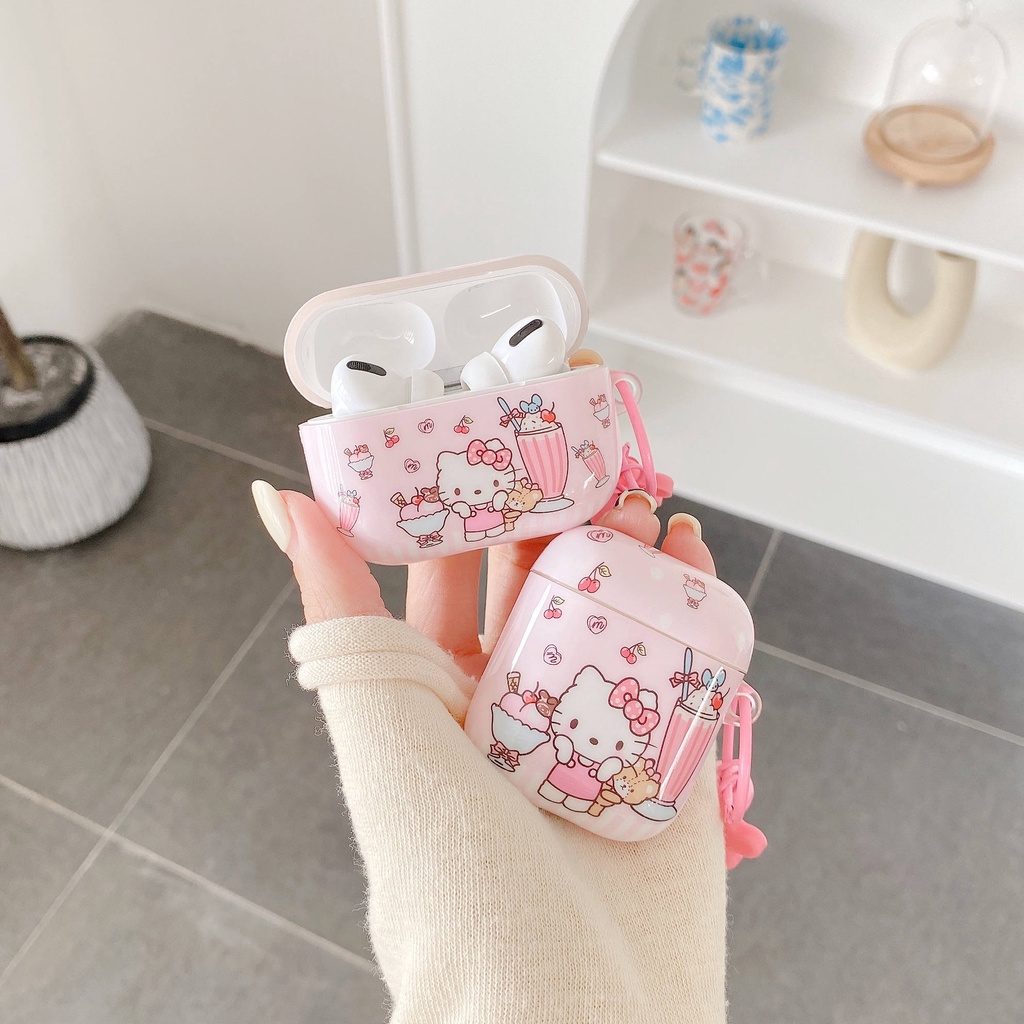 Vỏ Bảo Vệ Hộp Sạc Tai Nghe compatible AirPods3 / 3 Pro / 2Gen Hình Hello Kitty Xinh Xắn