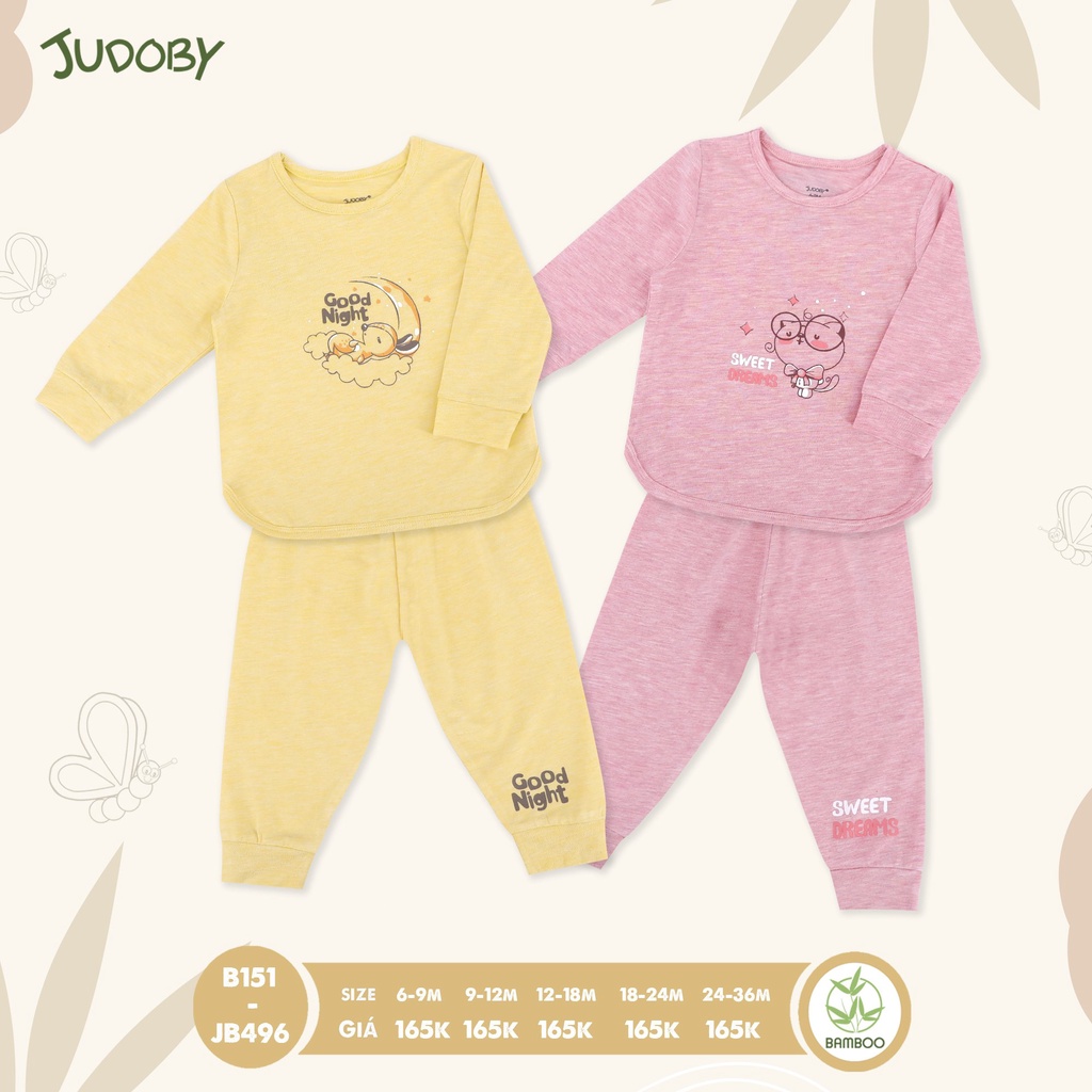 9-36m Bộ cổ tròn dài tay sợi tre bé gái JUDOBY JB496