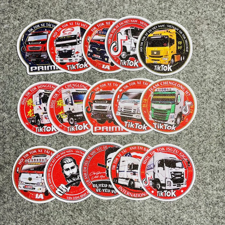 15 Tem nhỏ TikTok Xe tải - CLB Yêu Xe Ông Già - Sticker Logo