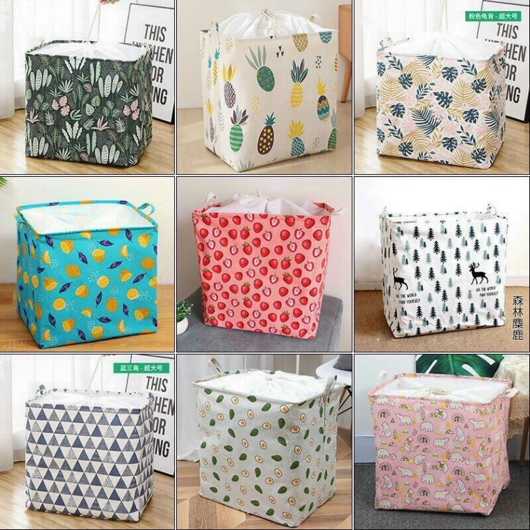 Túi đựng chăn màn, quần áo - Size lớn 100 Lít vải bố khung sắt có dây rút Washday.ĐT.Lv