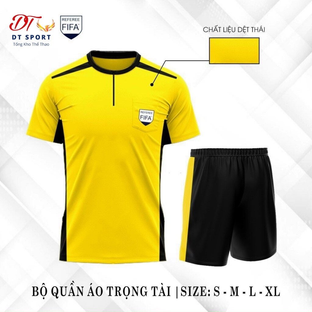 Bộ quần áo trọng tài FIFA dệt kim cao cấp Free Ship