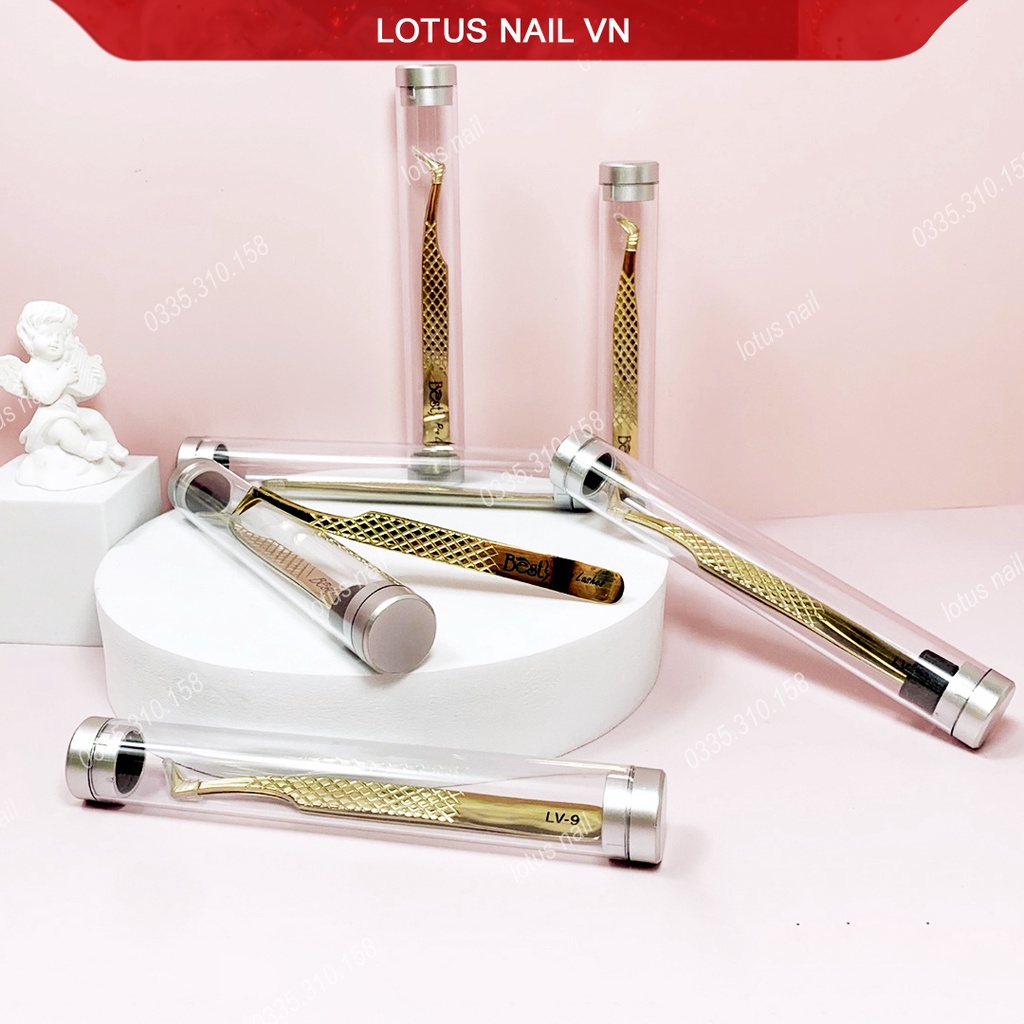 Nhíp volume tạo fan, nối mi mũi trơn mạ vàng phủ nano cap cấp