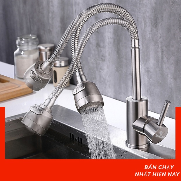 Vòi rửa chén nóng lạnh lò xo inox 304 LANKA