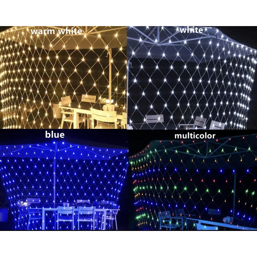 (Cắm Điện) Rèm Đèn Led Đom Đóm Lưới Cá Chống Nước 150*150 Cm Bóng Fairylight Trang Trí Quán Cafe, Sân Vườn, Tiệc