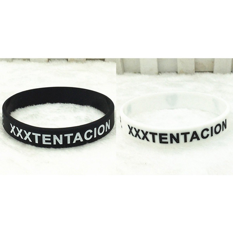 Set 1/2 vòng đeo tay bằng silicon họa tiết rapper Xxxtentacion