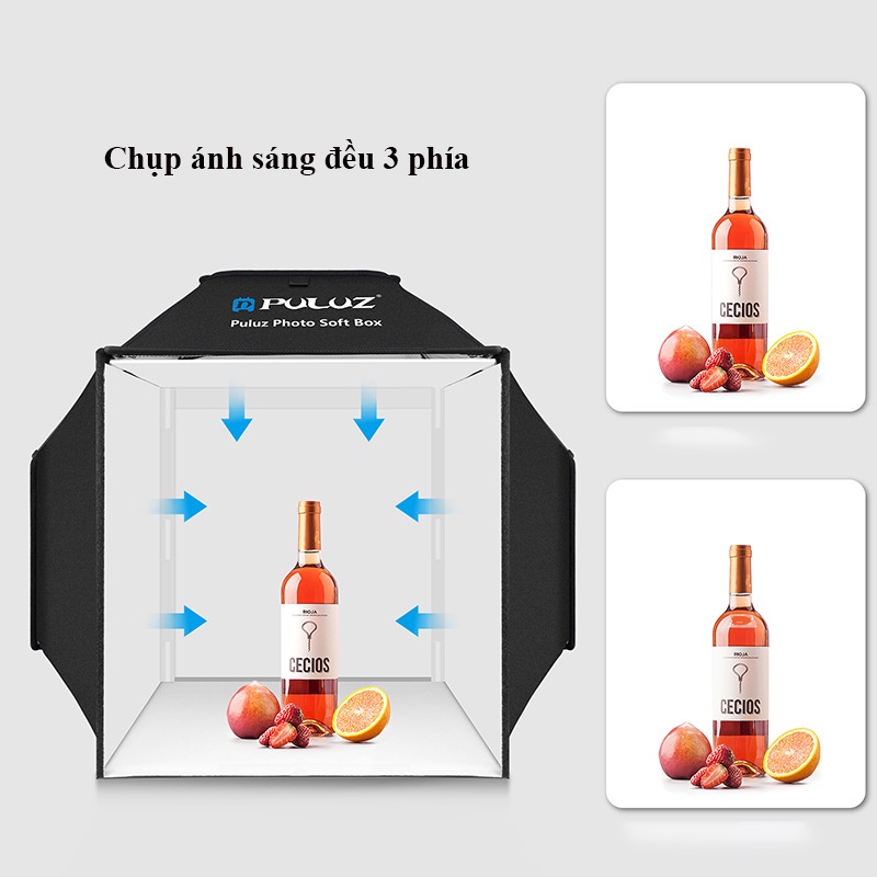 BOX CHỤP HÌNH SẢN PHẨM PULUZ CHÍNH HÃNG 40CM mới 2022 - HỘP CHỤP ẢNH CÓ BẢO HÀNH- CHỤP SIÊU SÁNG