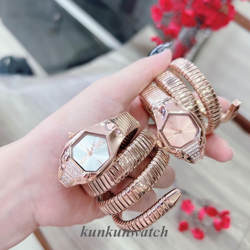 Đồng Hồ Nữ Just Cavalli Rắn Quấn Tay, Đầu Đính Pha Lê - Mặt 22mm