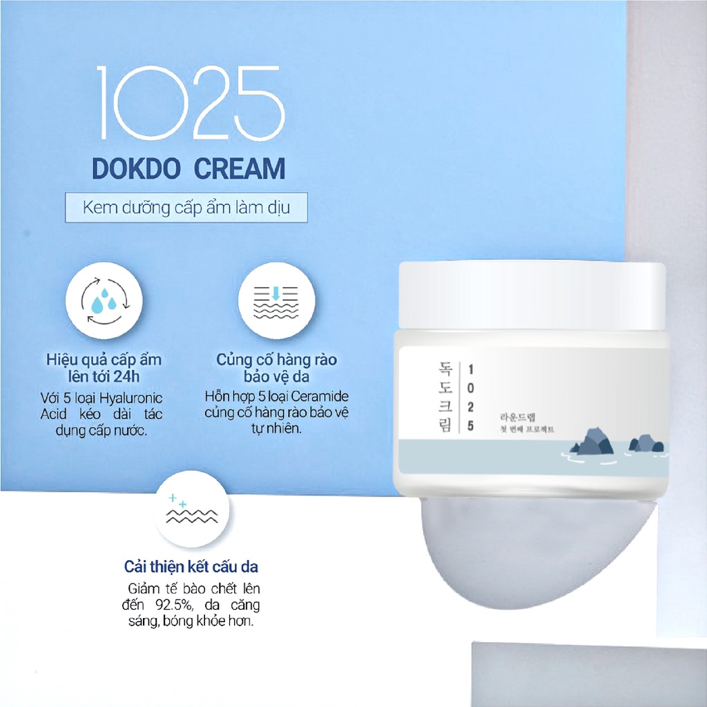 Kem dưỡng cấp ẩm làm dịu Round Lab 1025 Dokdo Cream 80ml