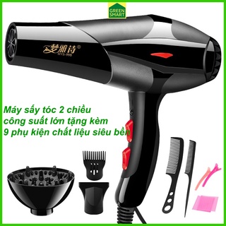 Máy sấy tóc hai chiều công xuất lớn tặng kèm 9 phụ kiện cao cấp chất liệu nhẹ siêu bền