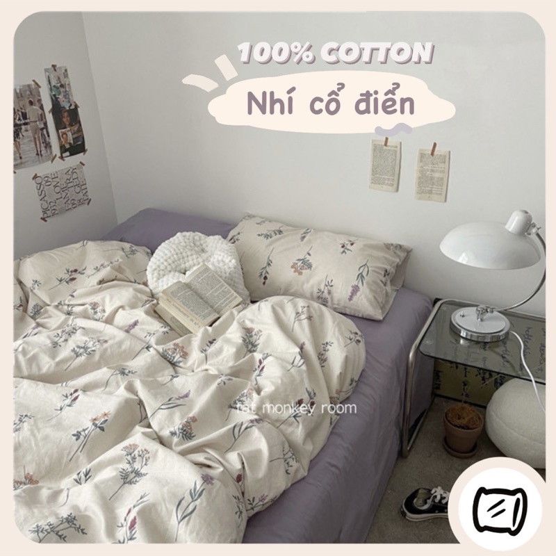 Cotton 100% hoa nhí cổ điển cao cấp