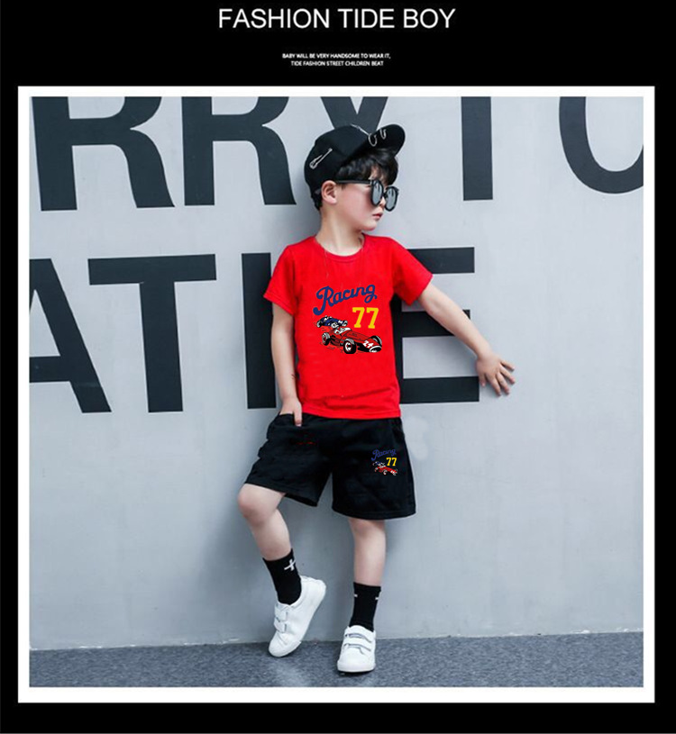 Spot 2021 Summer Boys' suit summer boys' Summer Short Sleeve T-Shirt shorts two piece set