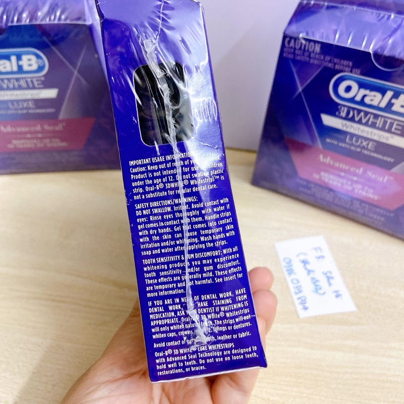 Miếng dán trắng răng oralb úc, oral b 3d white whitestrips 14 treatments 14 ngày, hộp 14 gói, 28 miếng