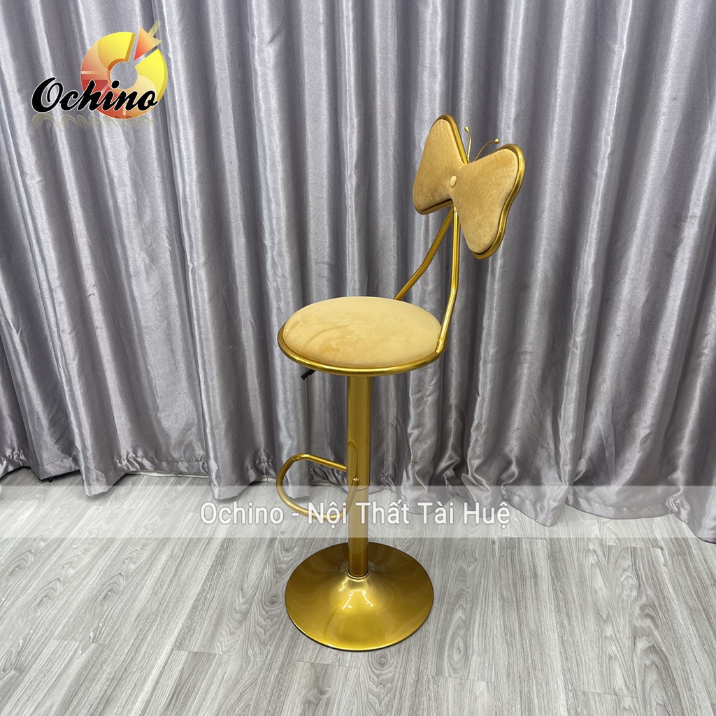 Ghế Trang Điểm Chuyên Nghiệp, Ghế Quầy Lễ Tân Chân Vàng K1 Và Tựa Nơ Sang Chảnh (Ảnh Thật Shop Chụp)