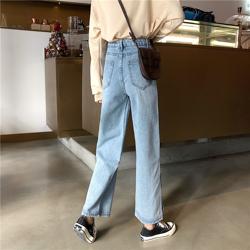 [SẴN] Quần jean ống rộng xanh nhạt Ulzzang Quảng Châu QDJ42