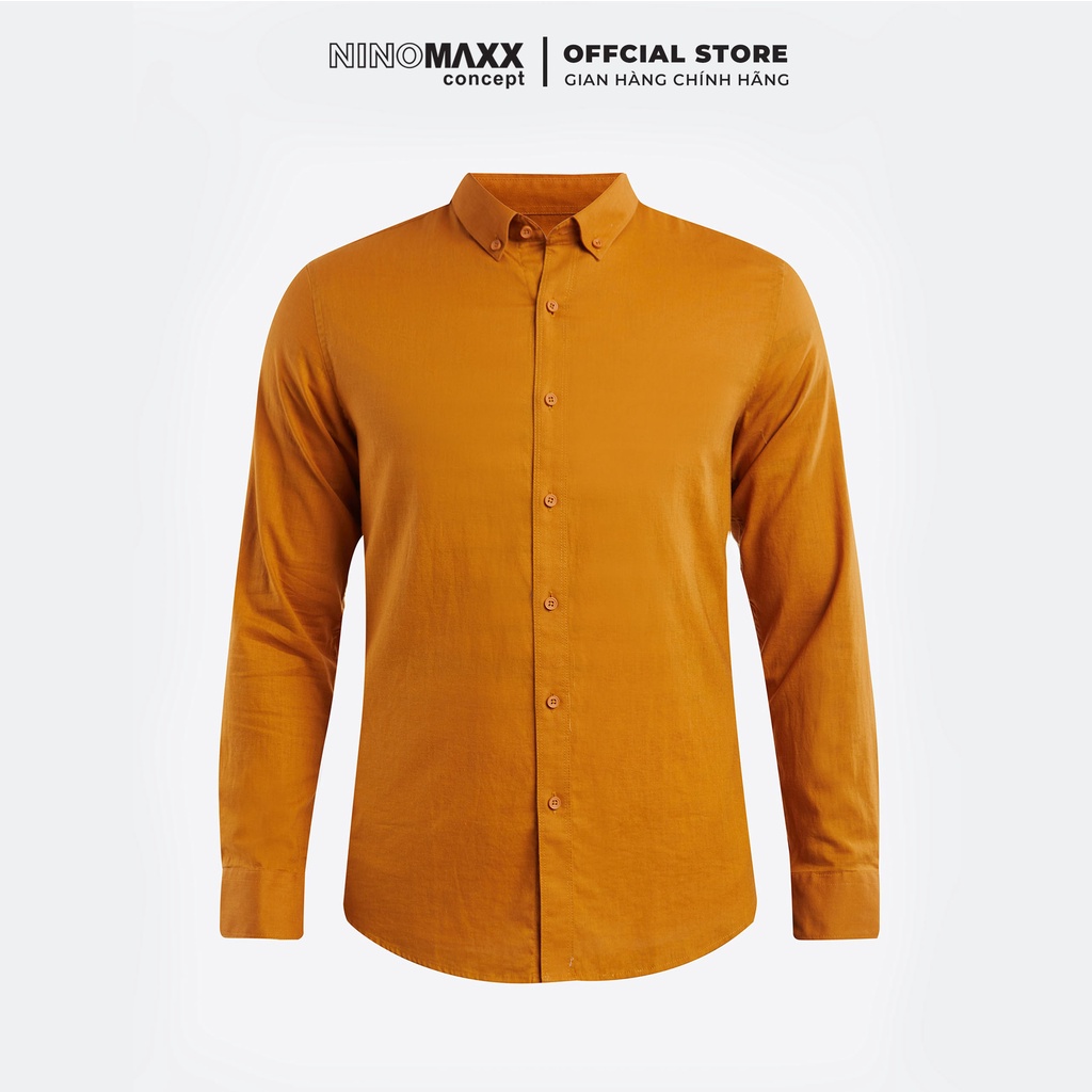 Ninomaxx Áo sơ mi Linen Basic nam tay dài 1912097