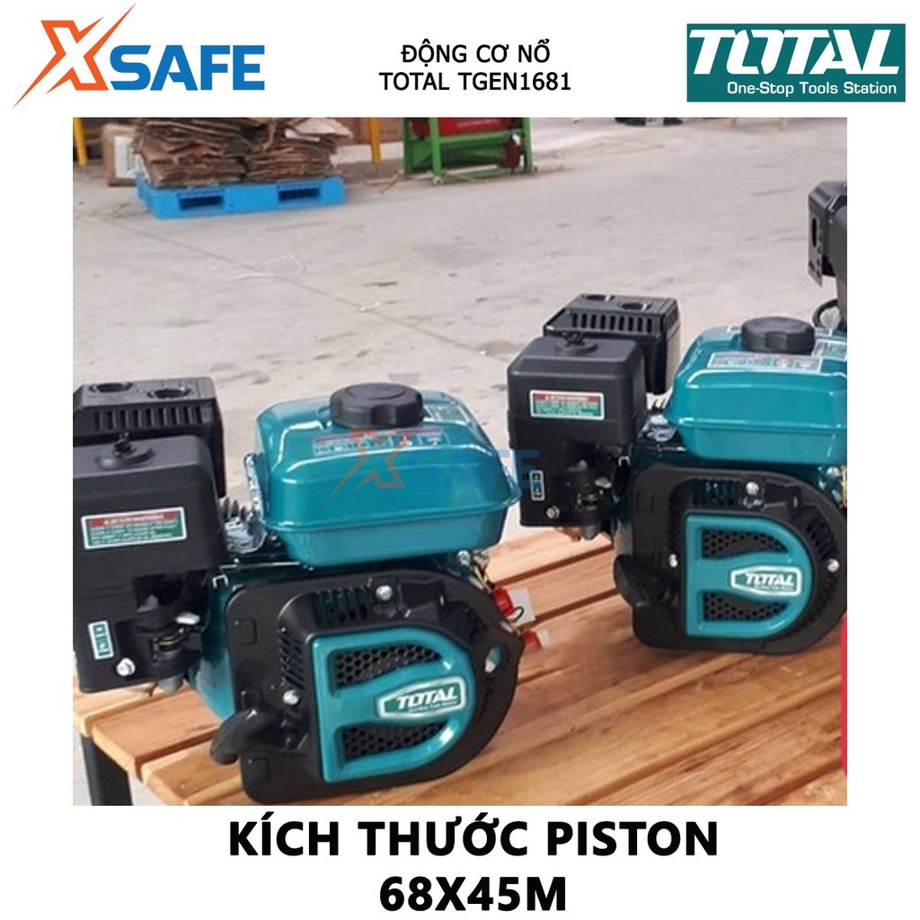 Động cơ nổ TOTAL TGEN1682 Đầu nổ dùng xăng động cơ 4 thì, OHV Dung tích xi lanh 19mm, có hệ thống làm mát bằng quạt gió