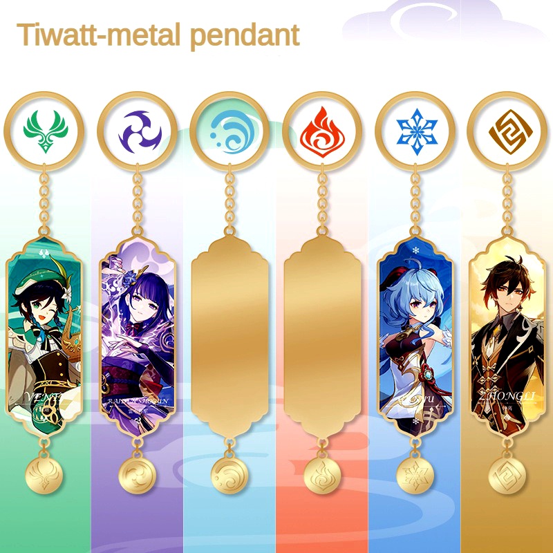 Genshin impact Móc Khóa Hai Lớp Mẫu Mới 2022 Bằng Kim Loại Acrylic Raiden Shogun Zhongli Xiao Kamisato Ayato Tiwatt VN 341Z