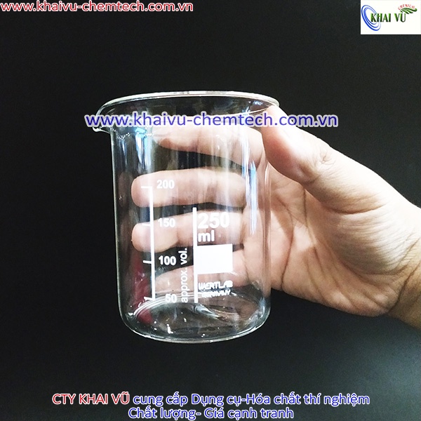 [Hãng Wertlab-Đức] Cốc thủy tinh chịu nhiệt có mỏ chia vạch 25ml 50ml 100ml 250ml 600ml