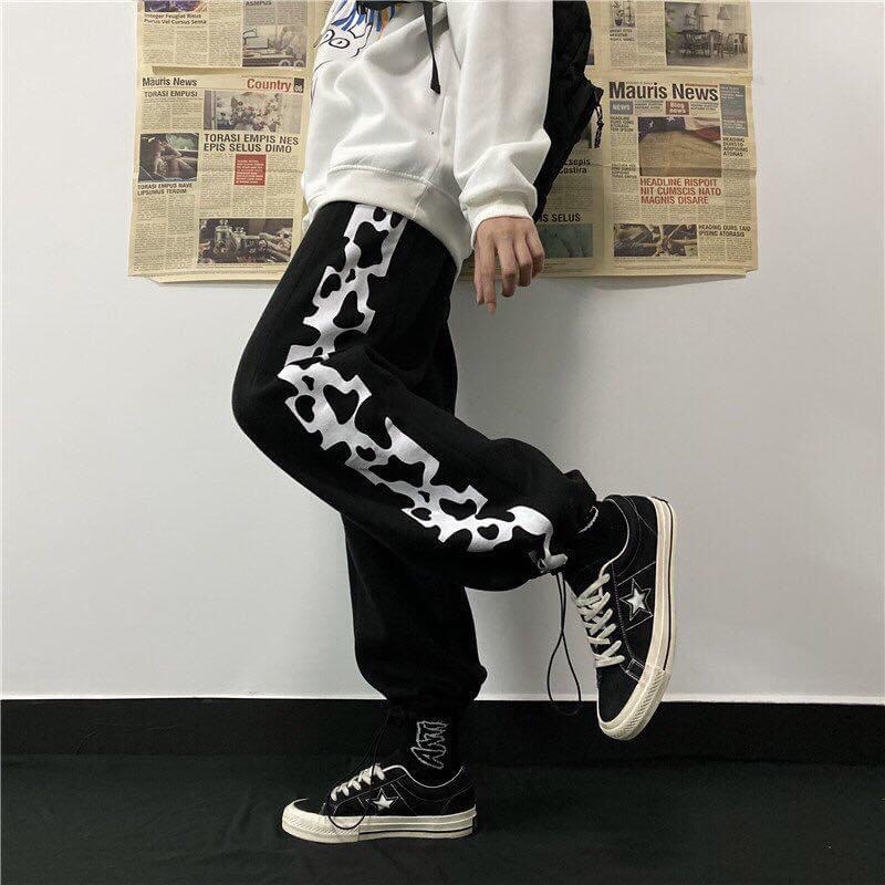 Long pant line bò sữa / Quần bò sữa ống suông dây rút