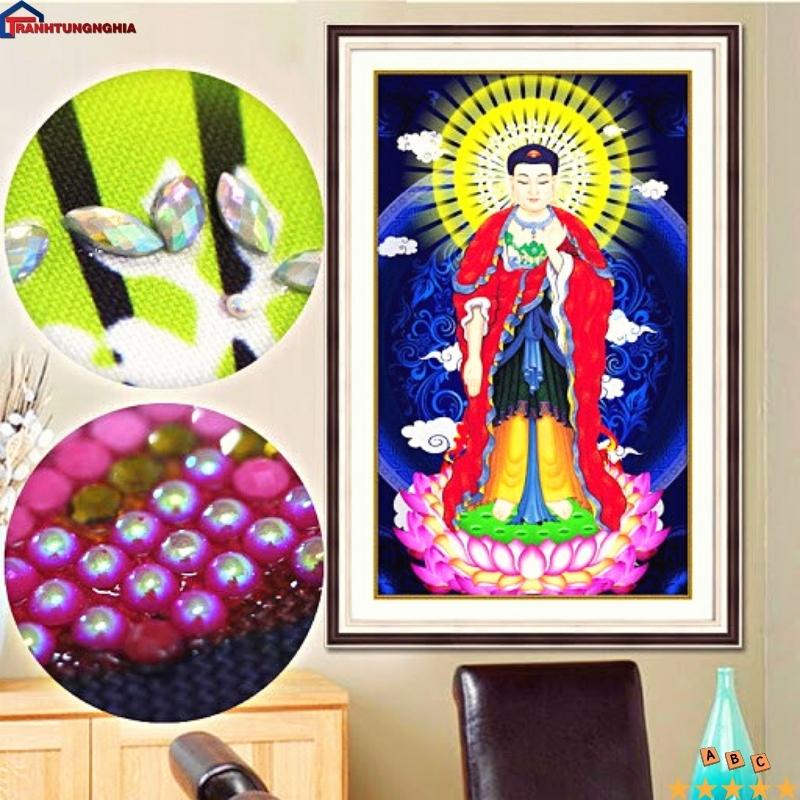 Tranh đính đá, tranh thêu chữ thập phật a di đà
