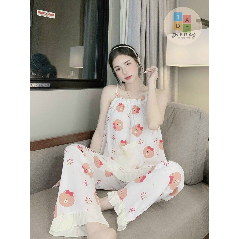 Bộ mặc nhà áo 2 dây, quần dài, mango loại 1, siêu xin - Form