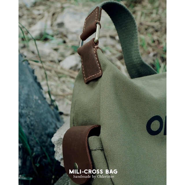 Túi đeo chéo Mili-Cross Bag - Màu xanh lính - thương hiệu Olderister - Tiệm Cũ Kĩ