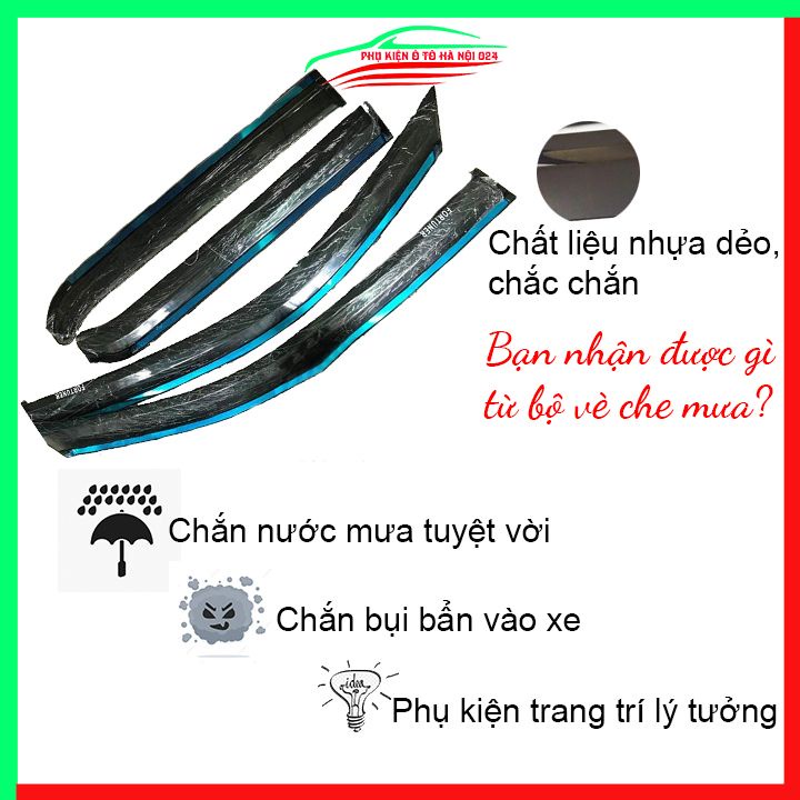 Vè che mưa cho xe ô tô Fortuner 2017-2020 chỉ mạ