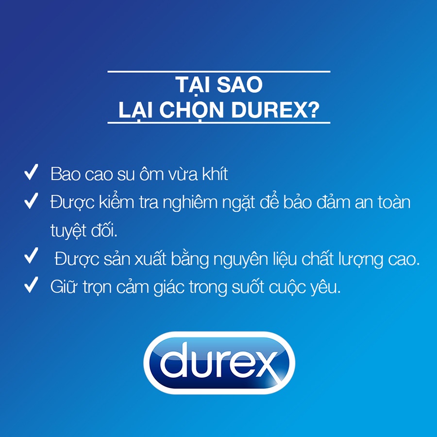 Bao cao su 49mm Durex Kingtex, bcs durex siêu mỏng chống xuất tinh sớm kéo dài thời gian
