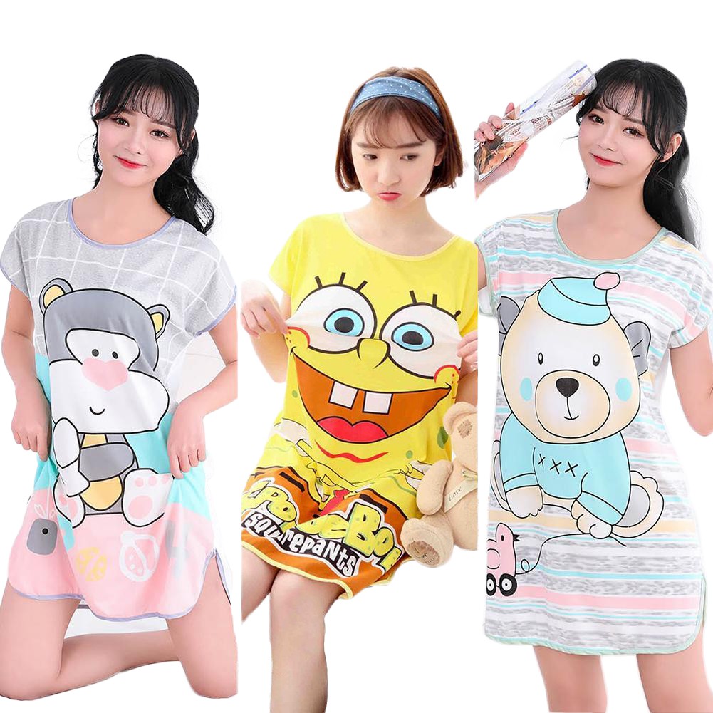 FREESHIP ĐƠN 99K_ Đầm ngủ tay ngắn dáng rộng thoải mái