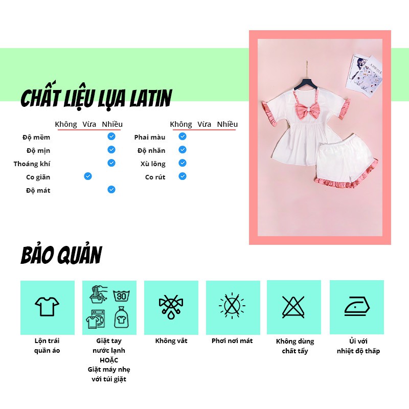 Đồ ngủ cute SBORG đồ bộ mặc nhà lụa latin áo babydoll đính nơ cute quần đùi viền bèo freesize dưới 60kg quà tặng vợ