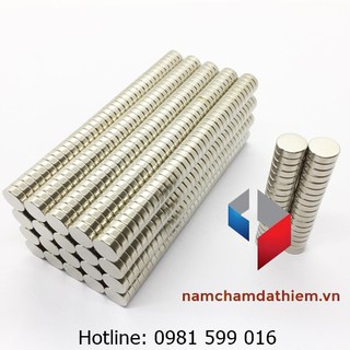 Nam châm viên tròn n35 d10x3 mm mạ nikel