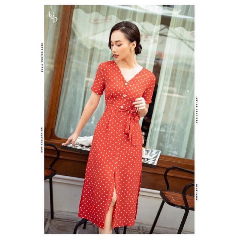 váy Lép  Lep  chấm bi đỏ cam size M