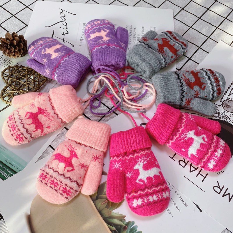 Găng tay em bé thu đông cho bé NHIỀU MÂU gấu