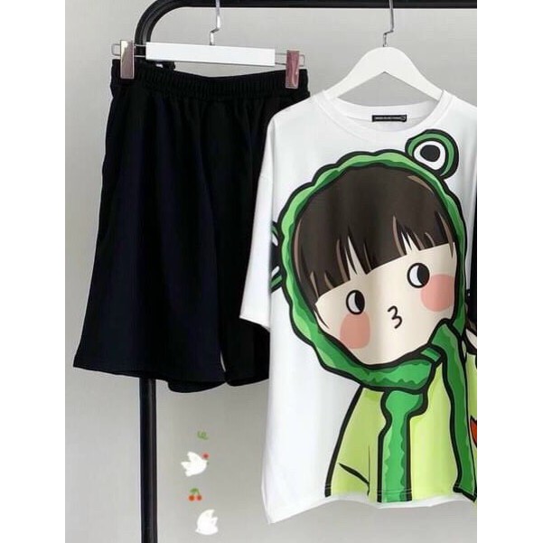 Set đồ bộ hoạt hình ❤️ Bộ mặc nhà Cartoon BÉ MŨ XANH form rộng Unisex nam nữ Molly Fashion