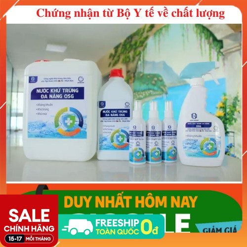Nước khử trùng diệt khuẩn đa năng OSG sản xuất theo công nghệ tiên tiến Nhật Bản khử trùng mạnh mẽ, hoàn toàn tự nhiên