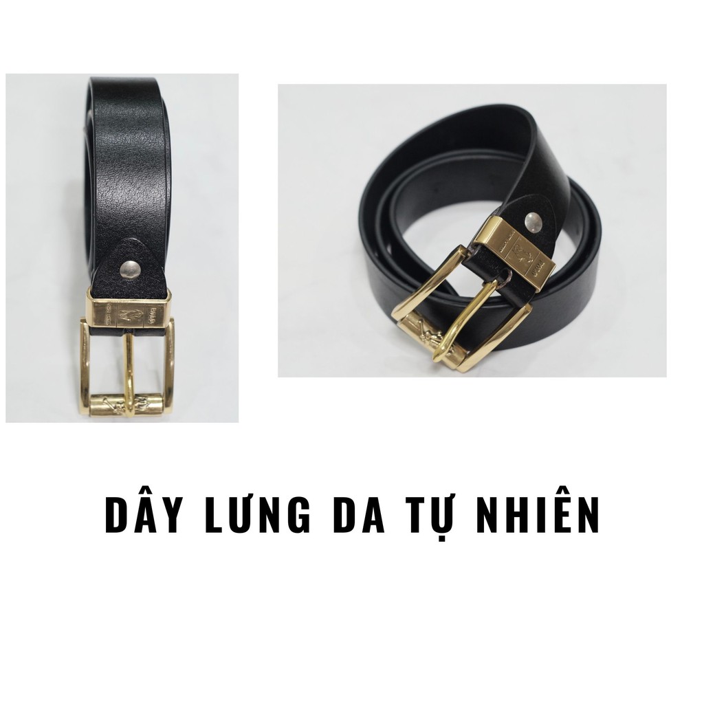 Dây Nịt Da Bò Tự Nhiên Gia Công Tinh Tế - Mặt Đồng Đúc Nguyên Khối LB003