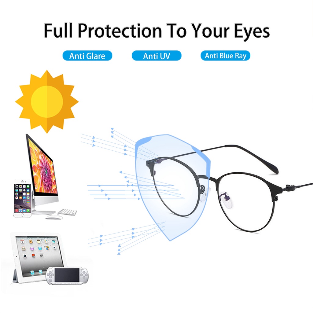 Gọng kính cận VIENDO bằng kim loại tròn chống ánh sáng xanh chất lượng cao thời trang cho nam nữ
