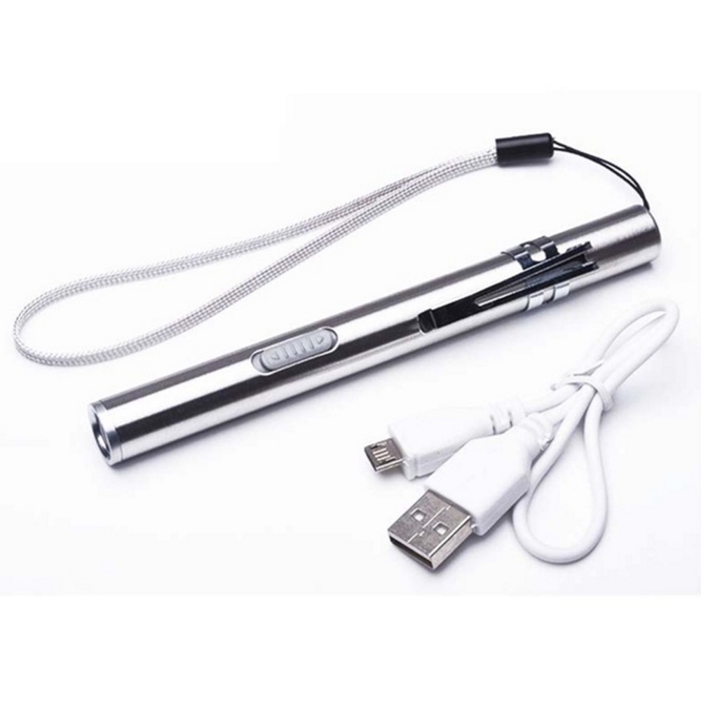 Đèn pin LED mini siêu sáng sạc USB bằng thép không gỉ