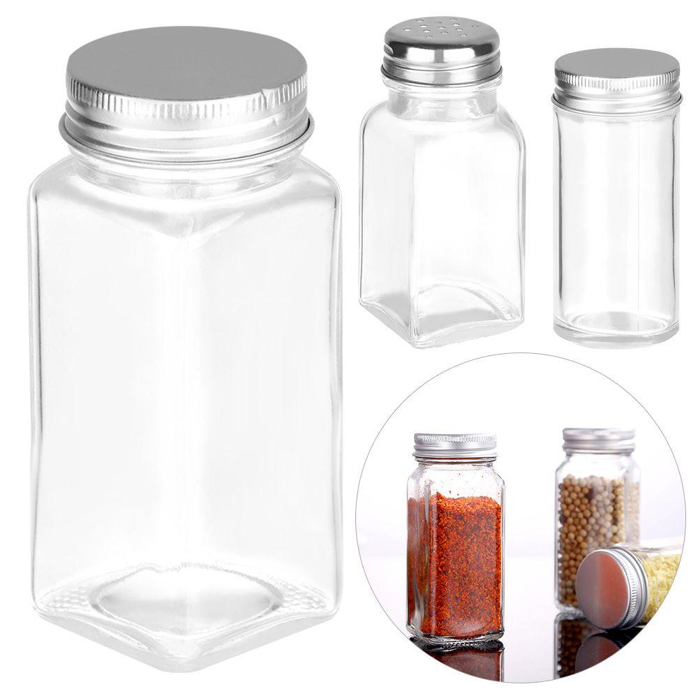 MUVAKO Hộp Đựng Gia Vị Thủy Tinh 3 Kiểu Có Nắp Giá Đỡ
