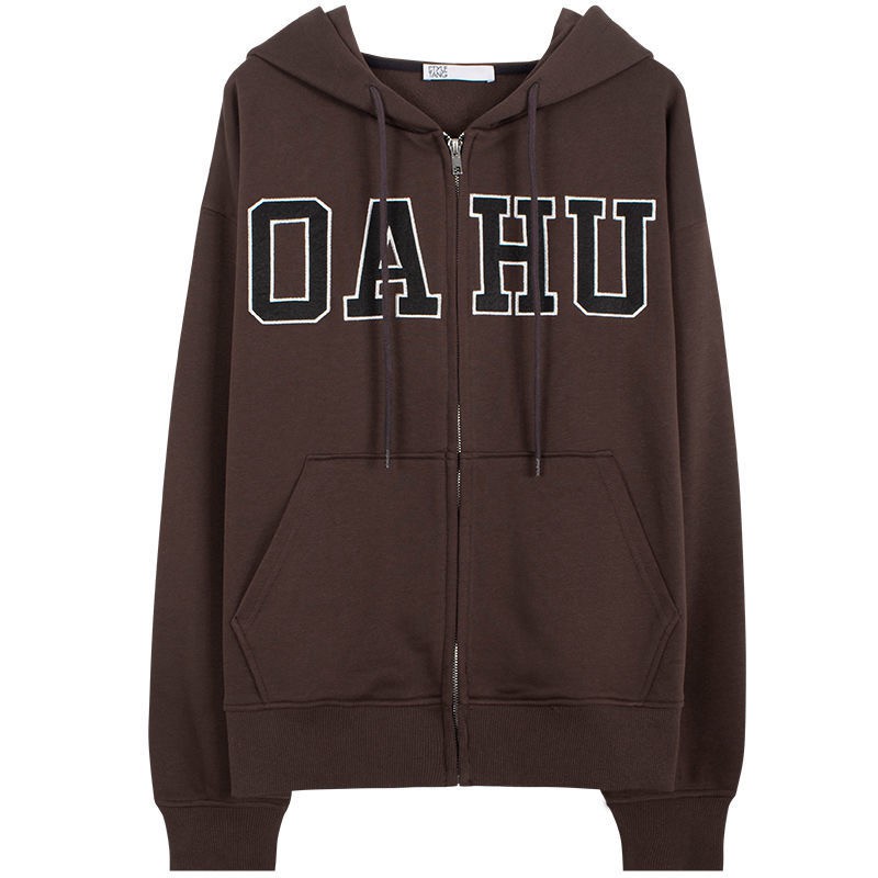 Áo Khoác Hoodie Tay Dài Khóa Kéo Cổ Điển E-Harajuku Grunge Thời Trang Mùa Thu Cho Nữ Y2K