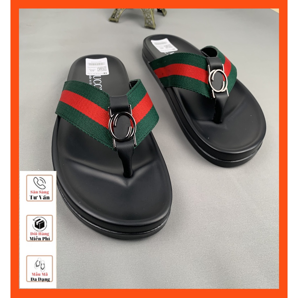 Dép tông nam Gucci thời trang 3562 màu đỏ đen chất liệu cao su, quai chống thấm nước