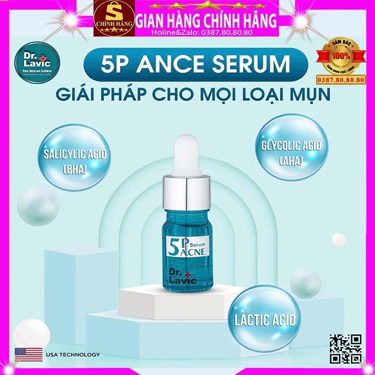 Tinh chất serum xóa mụn thâm dưỡng trắng da loại tốt 5P Dr.lavic đẩy mụn ẩn đầu đen cám cho da dầu nhạy cảm khô 5k step2